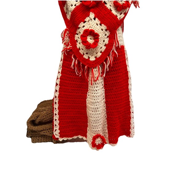 Crochet Vintage Red White Flower Top Skirt Bag Henrietta Tanuska Beverly Hills - Picture 6 of 16